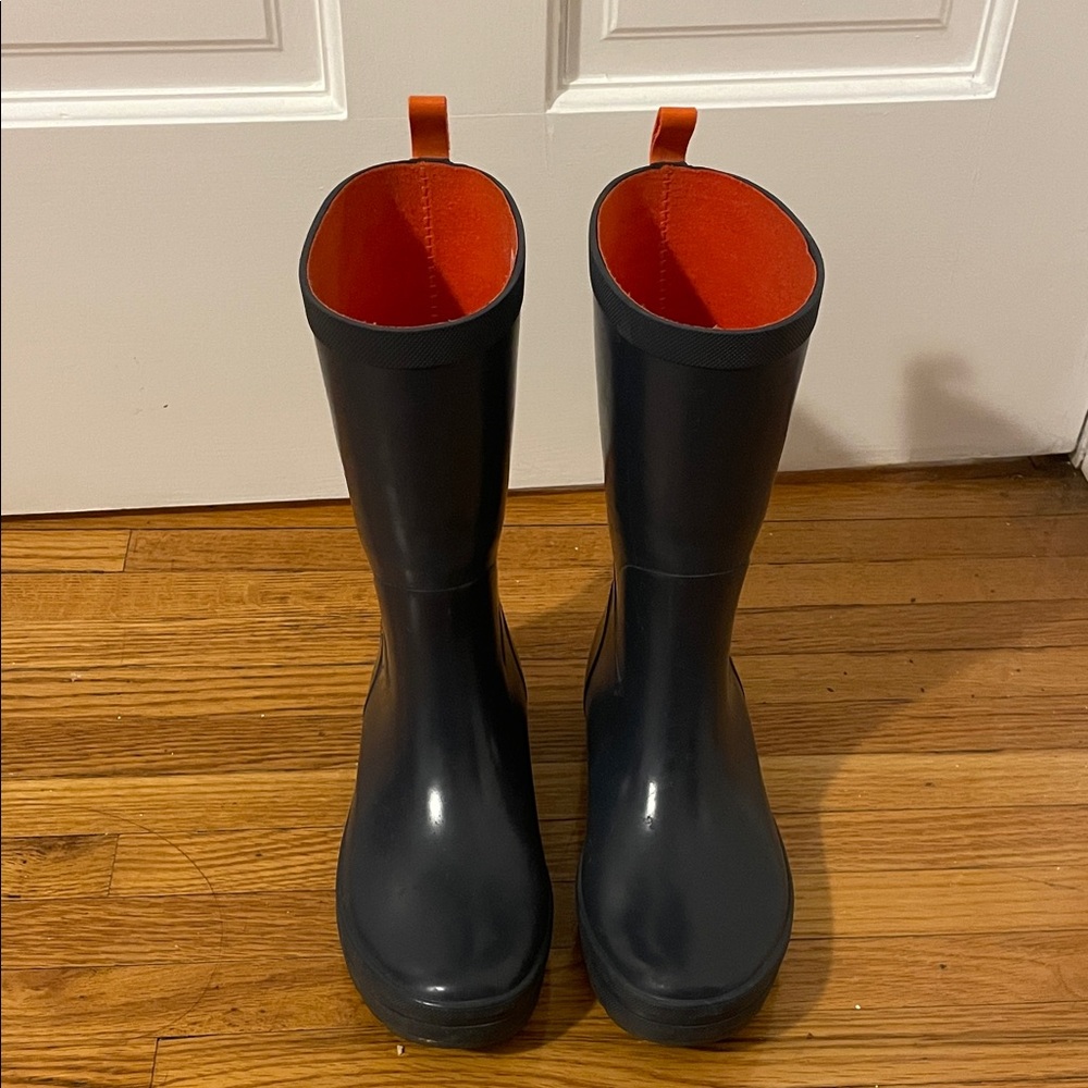 Helly Hansen Black Rain Boots with Orange Lining